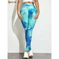 thumbnail image 5 of Spencer Women's High Waist Yoga Pants Tie Dye Textured Capris Tummy Control Slimming Booty Leggings Workout Butt Lift Tights (S, Blue), 5 of 7