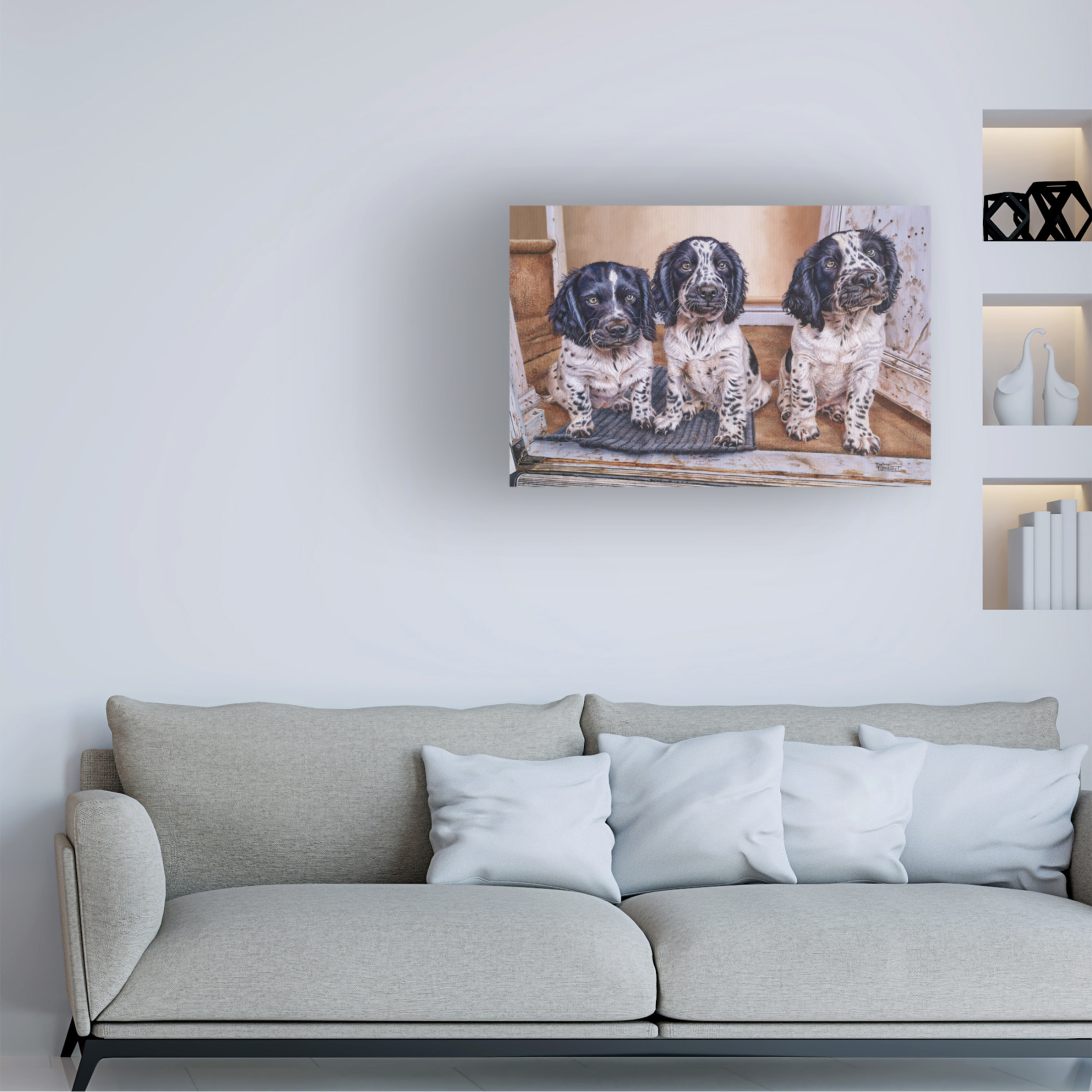 Canvas Wall Art - Delene Lambert 'Delene Puppies' Wall Art for Living Room, Bedroom, or Office Décor by Trademark Fine Art - 32 x 22 Inches