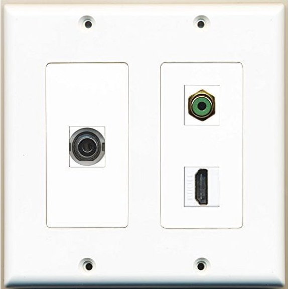 RiteAV - 1 Port HDMI 1 Port RCA Green 1 Port 3.5mm - 2 Gang Wall Plate