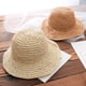 thumbnail image 3 of Nvzi Sombreros de sol de ala ancha plegables y flexibles para verano, sombrero de paja para playa para niños pequeños, color beige, 3 of 4