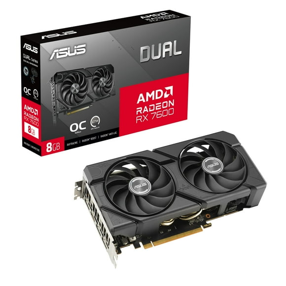 Tarjeta de Video ASUS Dual Radeon RX 7600 EVO OC Edition 8GB GDDR6 DUAL-RX7600-O8G-EVO negro