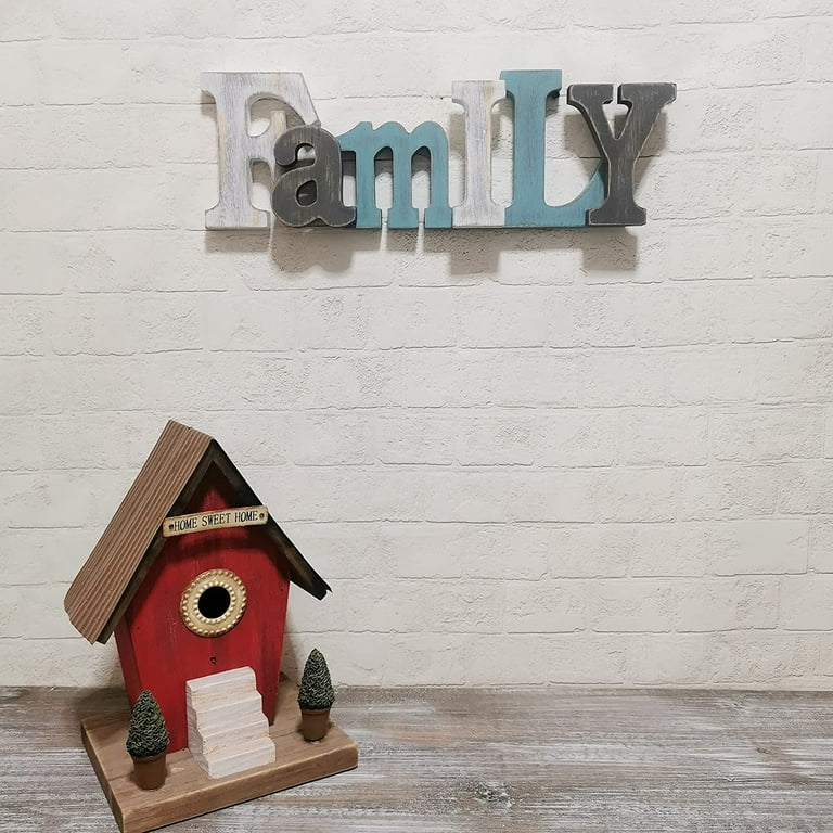 Morning View Teal Family Wooden Letters Sign Decorative Family