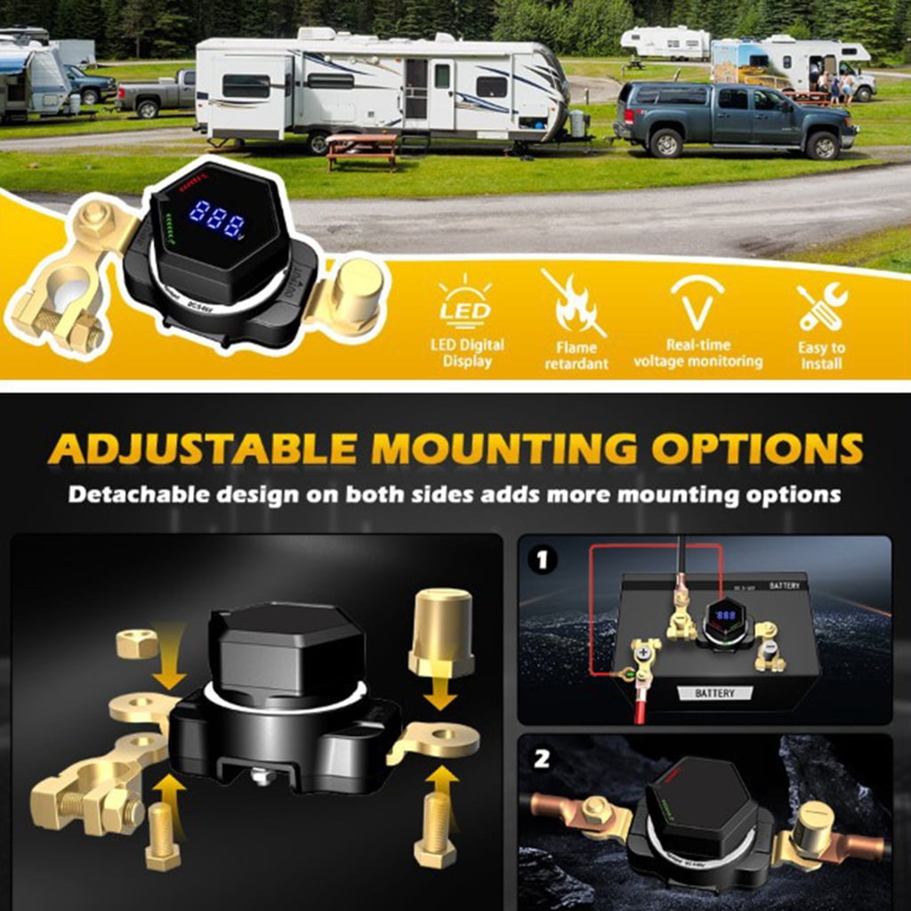 Digital Display Battery Disconnect Switches Waterproof and Precisions Design With Voltage Monitor For Car Truck Boats