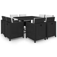 thumbnail image 1 of vidaXL 9 Piece Outdoor Dining Set with Cushions Poly Rattan Black, 1 of 5