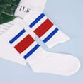 thumbnail image 3 of Deago 3 Pairs Fun Novelty Striped Retro Crew Socks for Women Men Sporty Running Calf Casual Cotton Athletic Socks (Blue Red), 3 of 8