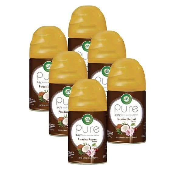 Air Wick Freshmatic Life Scents Ultra Refill, Paradise Retreat, 5.89 oz Aerosol Spray, 6/Carton