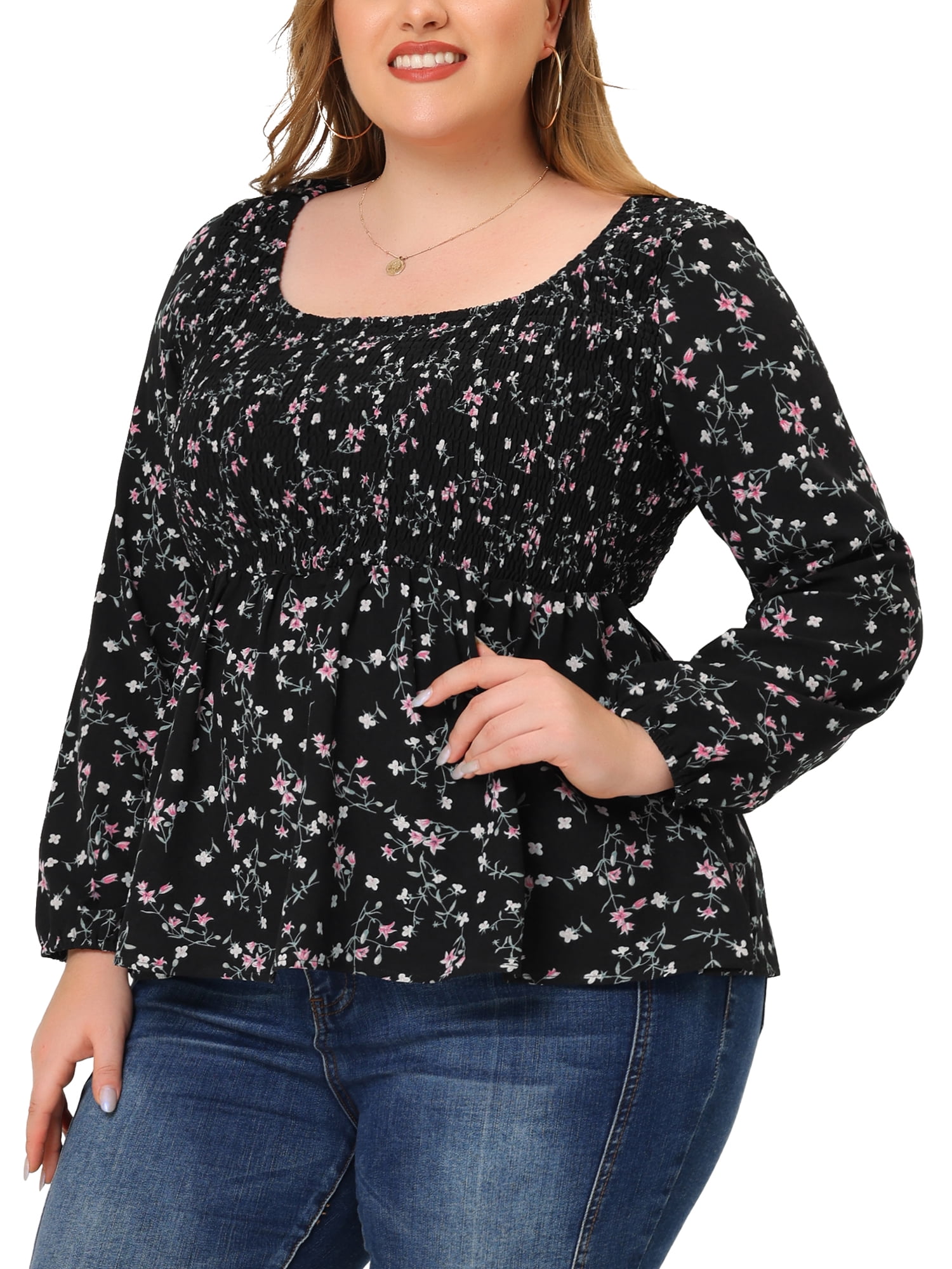 plus size black peplum top