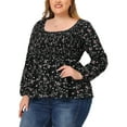 thumbnail image 4 of Agnes Orinda Women's Plus Size Square Neck Smock Waist Floral Peplum Blouse, 4 of 6