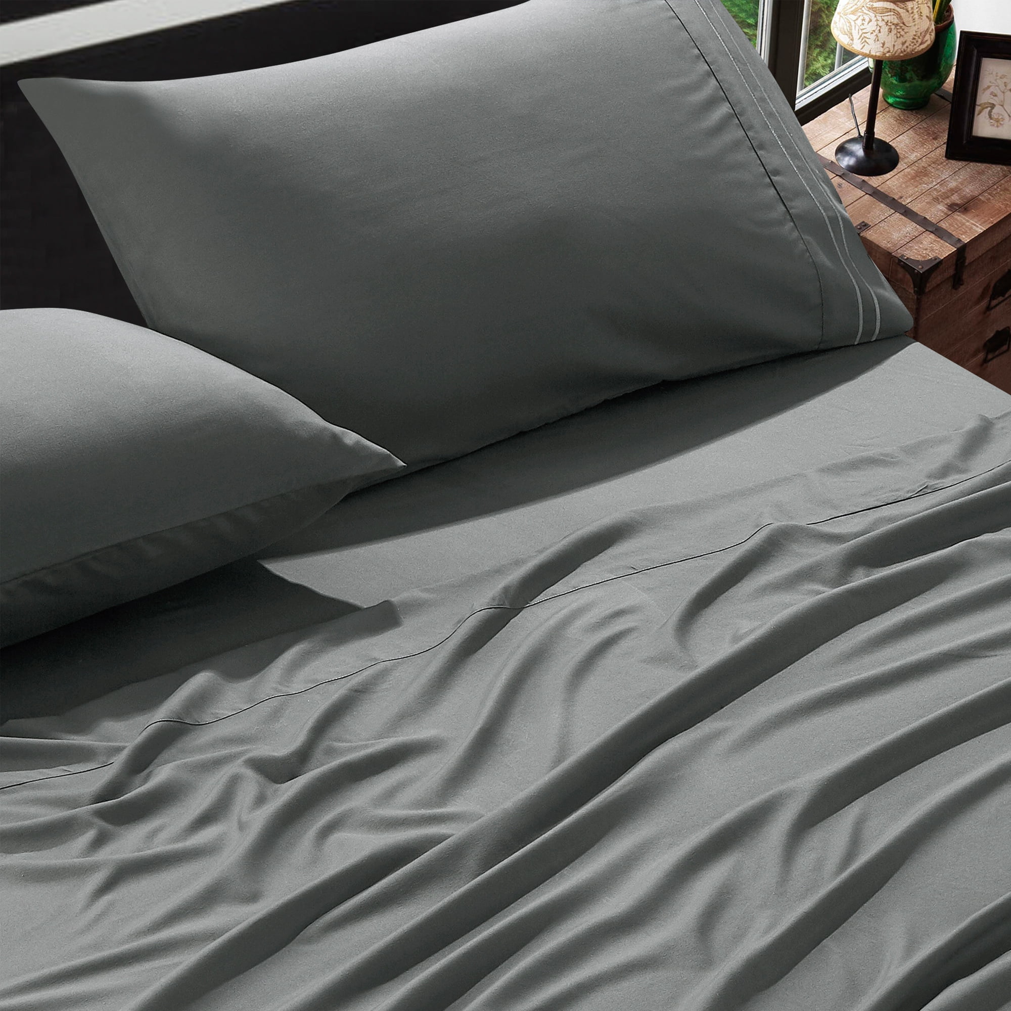 4-Piece Set Bed Sheets, Bedding with Fitted Sheet, Flat Sheet & Pillowcases