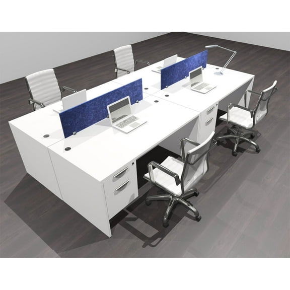 Four Person Modern Accoustic Divider Office Workstation Desk Set, #OF-CPN-FPRB17