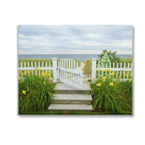 Stupell Industries Garden Path to Beach Landscape Photography Gallery Wrapped Canvas Art Print Wall Art, 20 x 16