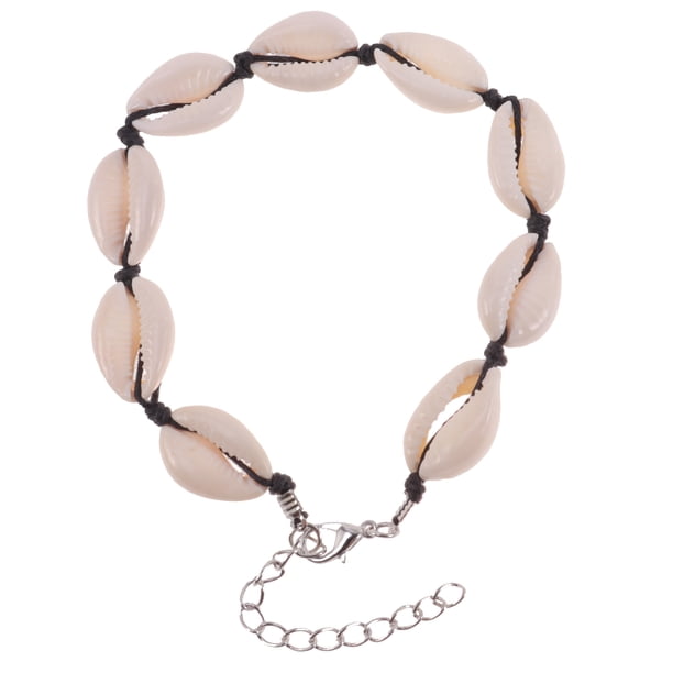 Pulsera Ocean Shell Pulsera de concha de nudo tejida hecha a mano simple para mujer Grils Lover Black