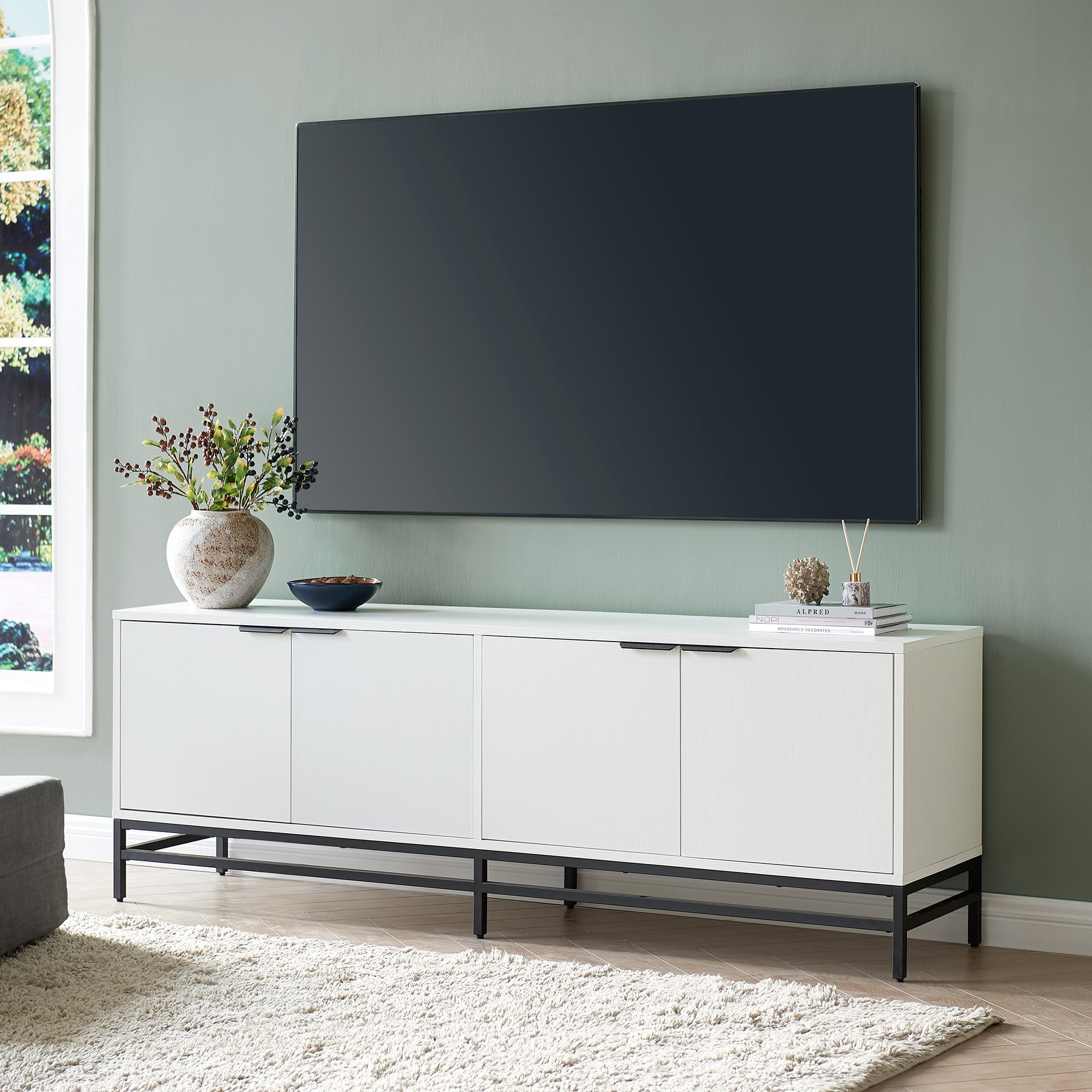 Evelyn&Zoe Campello Rectangular TV Stand for TV's up to 78", White