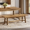 thumbnail image 4 of Finmind 55.12-inch Solid Wood Dining Bench, Farmhouse Long Kitchen Bench with Strengthened Legs for Dining Room, Kitchen, Living Room, Brown, 4 of 10