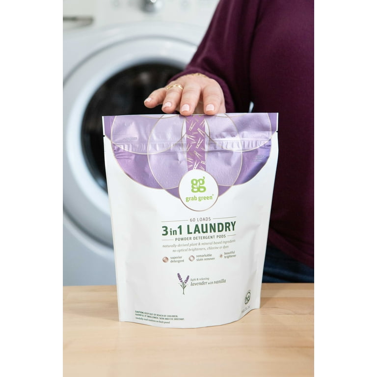 Grab Green 3-in-1 Laundry Pods, 60 Loads, Lavender Vanilla Scent