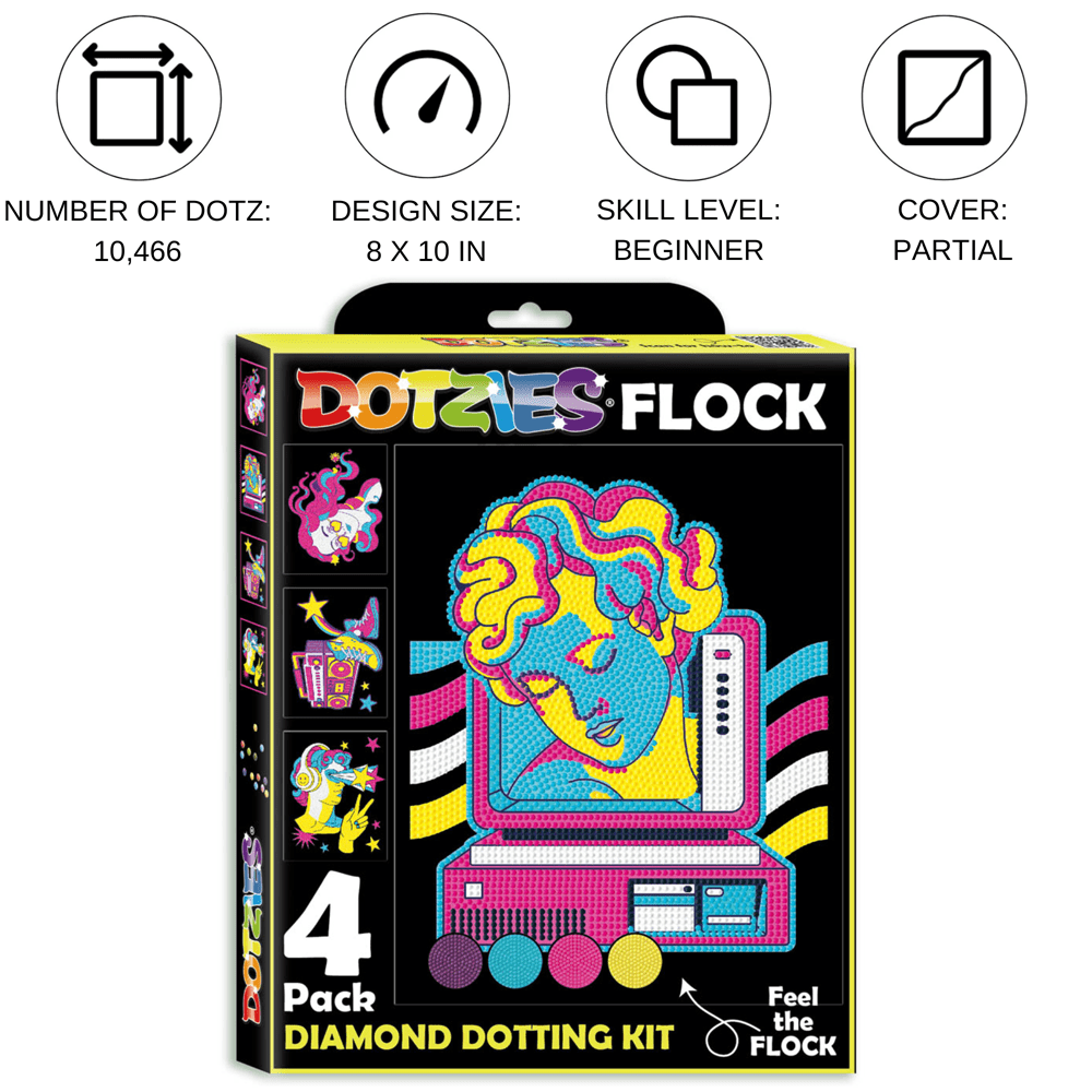 Diamond Dotz Neon Flock Retro Classic Diamond Painting Kits for Adults - Colorful Diamond Art Kits a Relaxing Creative Craft Kit with Dotz Gems 10x8
