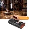 thumbnail image 1 of Estuche para puros, humidor de puros de madera de cedro y cuero negro El humidor eleva tu experiencia, 1 of 12