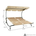 thumbnail image 3 of Sunnydaze Decor Outdoor Double Chaise Lounge Bed with Canopy Shade, Beige, 3 of 6