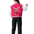 thumbnail image 4 of Staki Girl Christmas Jacket Kids Baseball Jackets Casual Jacket Christmas Bomber Jackets(Hot Pink,11-12 Years), 4 of 7