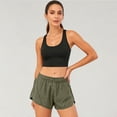 thumbnail image 5 of Women's 5" Athletic Running Shorts Quick Dry Lightweight Workout Gym Shorts with Zipper Pockets Green XL, 5 of 9