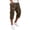02# Brown, variant on Mens Long Cargo Shorts Below Knee Breathable Capris Pants Elastic Waist Solid Color Ankle Pants Saffron L
