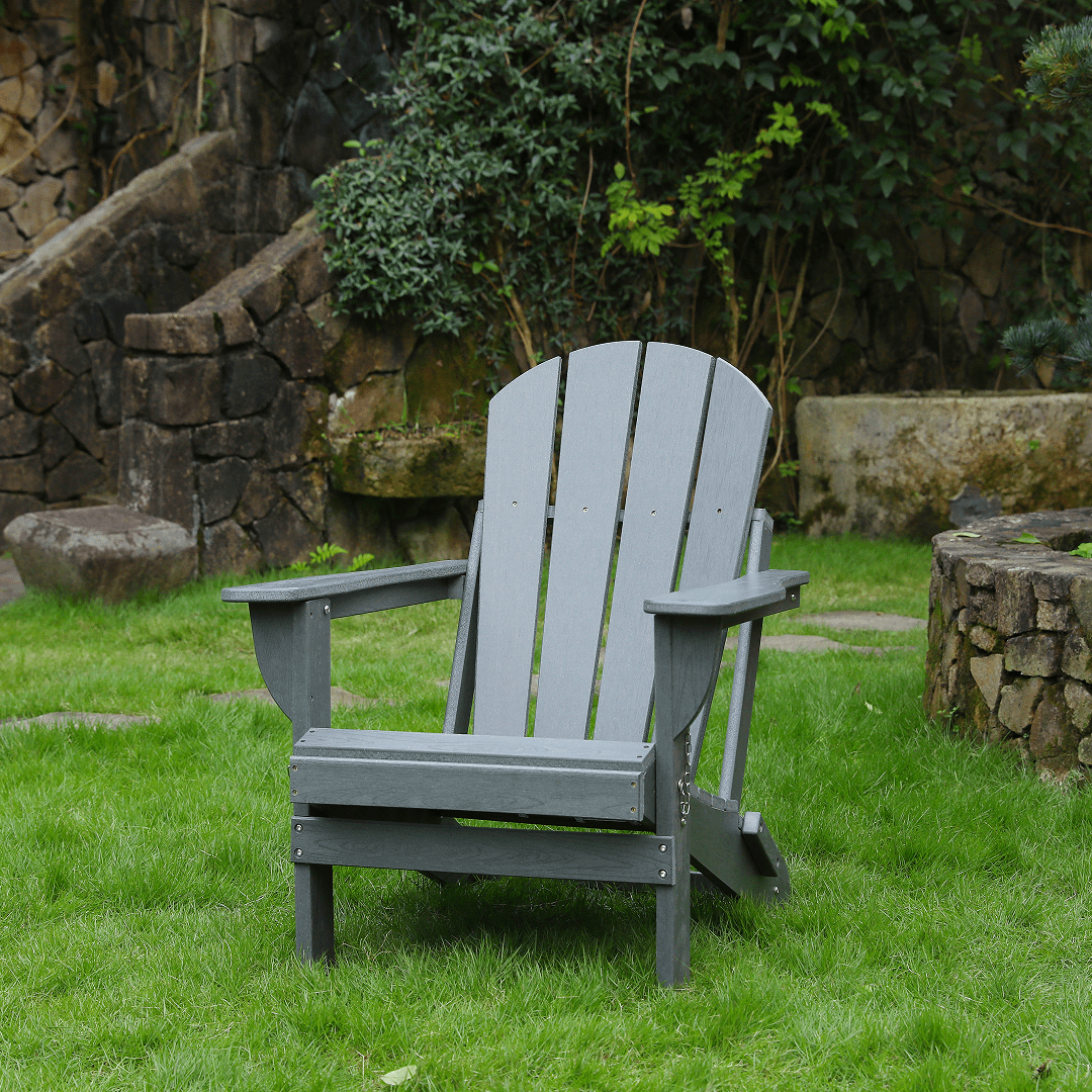 Adirondack Chair, Daily Use Leisure Chair for Garden Fire Pit Poolside Lawn, Grey
