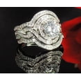 thumbnail image 3 of Barbara Wedding Ring Set for Women Halo 3pc Engagement Matching Bands Ginger Lyne Collection, 3 of 7