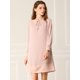 thumbnail image 5 of Allegra K Vestido Recto Corbata Ojo De Cerradura Bloque De Color Manga Larga Con Cinturón Para Mujer Rosa XL Unique Bargains Vestidos, 5 of 6