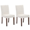 thumbnail image 6 of Dining Chairs Set of 2 – Modern High Back Upholstered Kitchen & Dining Room Chairs with Linen Fabric. Vertical Tufted Design &  Wood Legs, 6 of 8