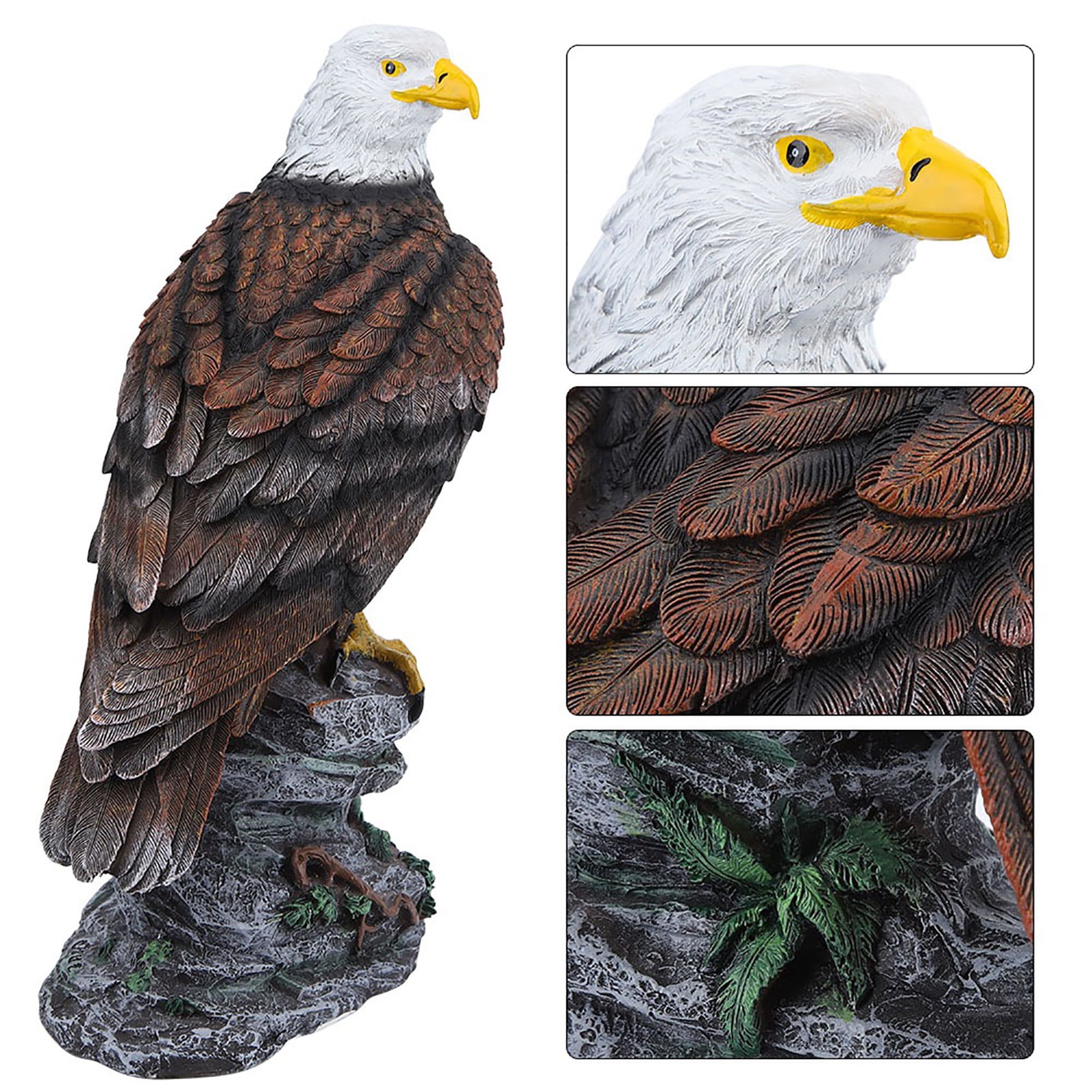 Outdoor Garden Decor Sculptures Statues , Bald Eagle Stand on Stone Animal Figurine Decorations for Lawn Yard, Home Patio Decor Gardening Gifts