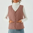 thumbnail image 5 of Women's Double-sided Cotton Padded Sleeveless Vest Jacket, Stand Collar, Brown, Size XXL, 5 of 5