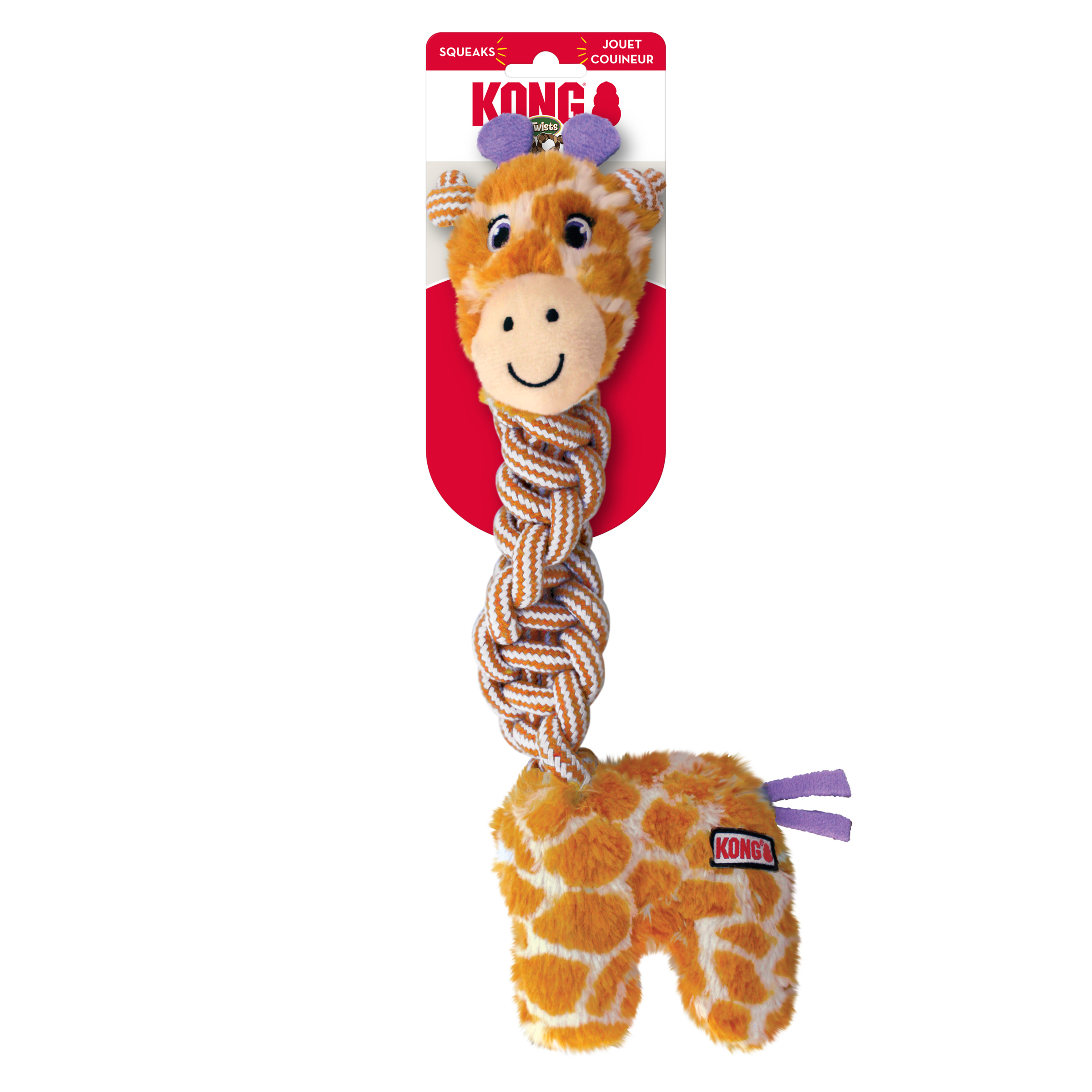 KONG® Knots Twists Squeaker Dog Toy, Giraffe, Medium/Large