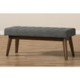 thumbnail image 2 of Baxton Studio Elia Mid-Century Modern Walnut Wood Dark Grey Fabric Button-Tufted Bench, 2 of 7