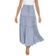 thumbnail image 1 of Falda larga boho elástica de cintura alta para mujer: con volantes, corte en A, cordón, poliéster, para todas las estaciones, tallas S-XL., 1 of 8