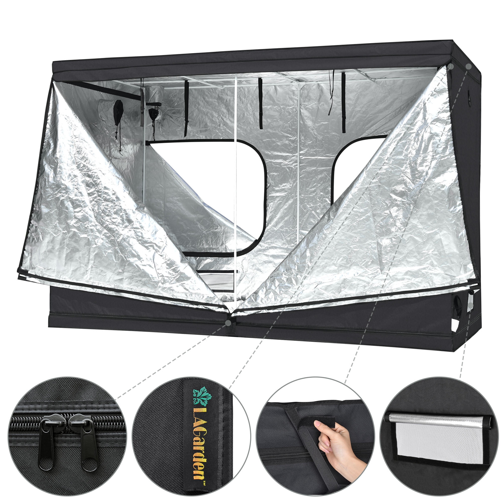 Lagarden 4x4x6.5ft 100 Reflective Mylar Window Grow Tent 48x48x78 Hydroponic for sale online 