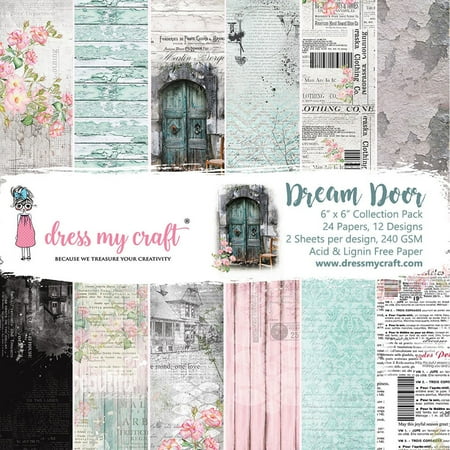 UPC: 0194186003532 | Dress My Craft Single-Sided Paper Pad 6 X6  24/Pkg-Dream Door  12 Designs/2 Each