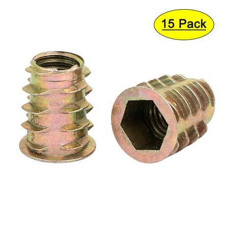 

M10x20mm Interface Hex Socket Threaded Insert Nuts 15pcs for Wood Furniture