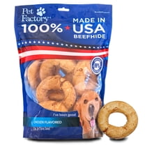 Pet Factory 100% Made in USA Beefhide Donuts Chicken Flavored - 3", 12 Count