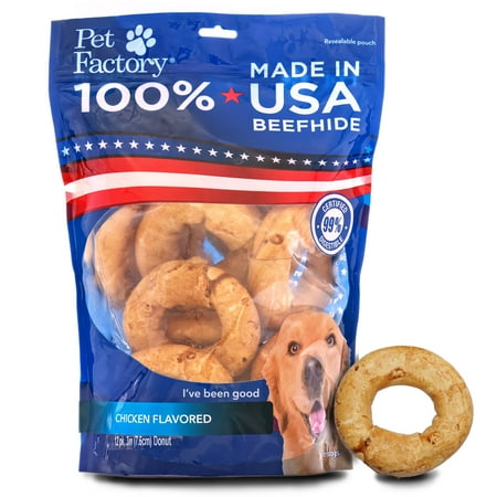 UPC: 0094983783128 | Pet Factory Made in USA Beefhide Donuts Chicken Flavored – 3   12 Count