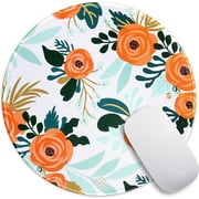 Oriday Customized Round Gaming Mouse Pad, Aesthetic, Stylish Circular Mousepad with Stitched Edge for Desk, Work, Home Office Decor, Washable, 8.7" x 8.7" Large Size, 3mm Thickness (Orange Camellia)