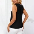 thumbnail image 4 of Women's Elegant Sleeveless Blouses Tie Back Pleated Dressy Work Tops Business Casual Outfits Ruffle Trim Mock Neck Sleeveless Summer Blouses Shirts Tank Tops, 4 of 7