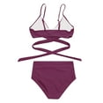 thumbnail image 6 of Sakmal Bikini Sets for Women Purple Two Piece Twist Front High Waisted Bathing Suits Triangle Push Up Swimsuit Sets, 6 of 6