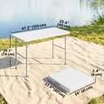 thumbnail image 2 of Table de Camping et Pique-Nique Pliable de 47 Pouces, avec 2 Hauteurs Réglables, HDPE Robuste et Métal, Poignée de Transport Portable, Table Extérieure Blanche pour Cour Arrière, Parc, Plage et Usage Intérieur, 2 of 7