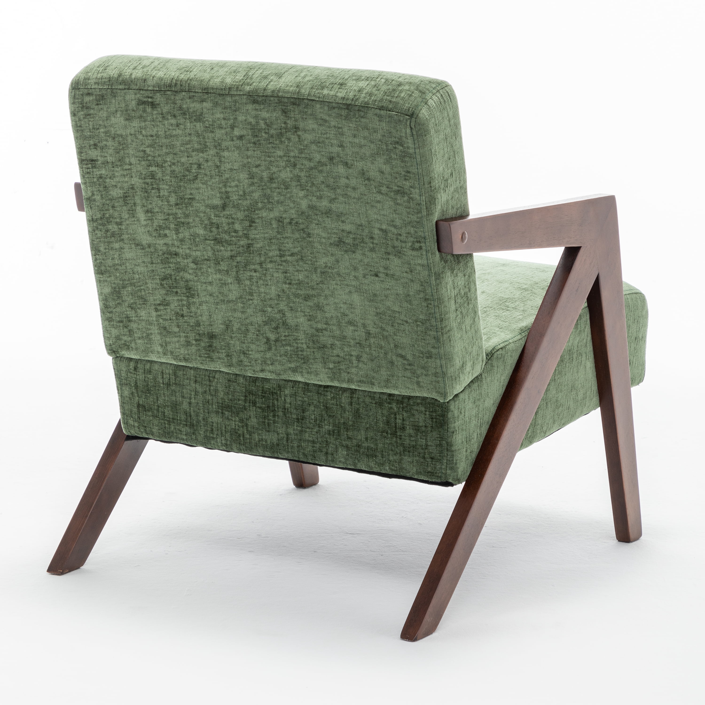 Leumius Mid Century Modern Accent Chair,Upholstered Reading Armchair with Solid Wood Frame,Accent Chair for Living Room Bedroom Apartment, Easy Assembly,Green