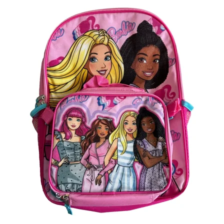 Barbie Age 5 Plus Backpack Lunch Bag, Pink, 2-Piece