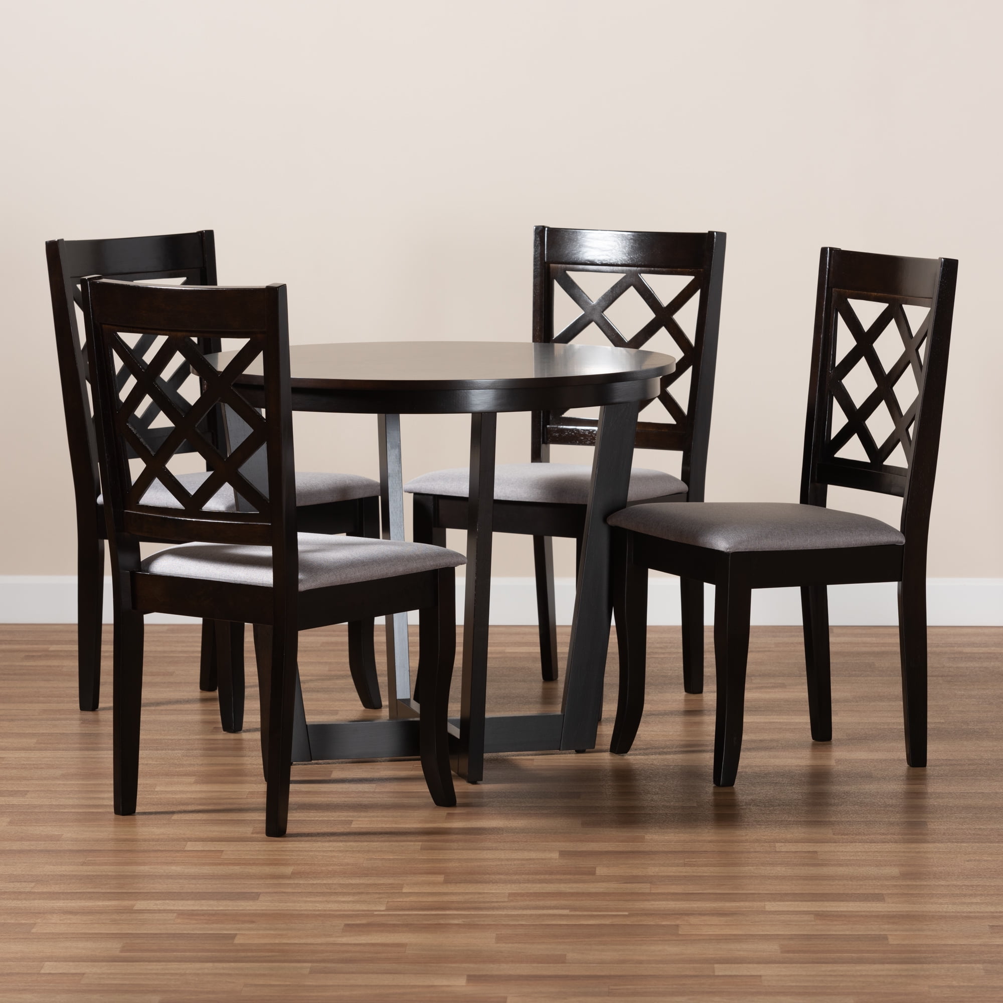 Baxton Studio Selby Modern Dining Set, 5-Piece, Dark Brown