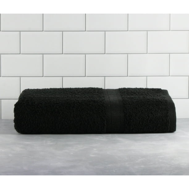 Mainstays Basic Bath Collection Single Bath Towel, Solid Rich Black