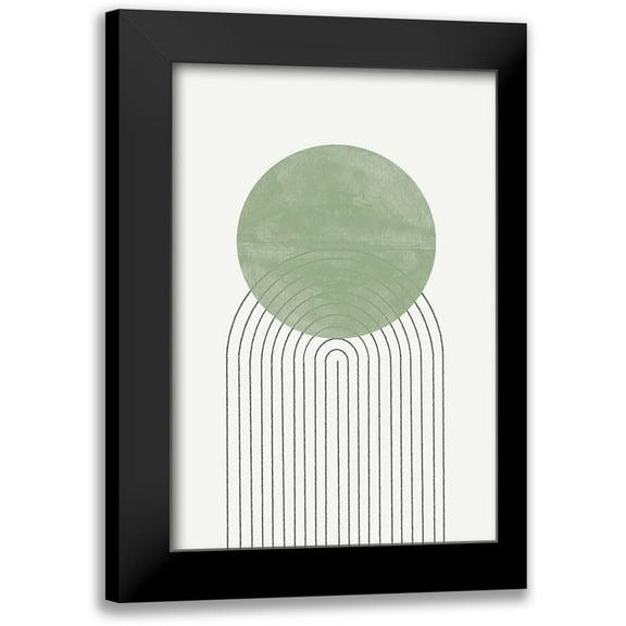 The Miuus Studio 11x14 Black Modern Framed Museum Art Print Titled - Green Moon No1.