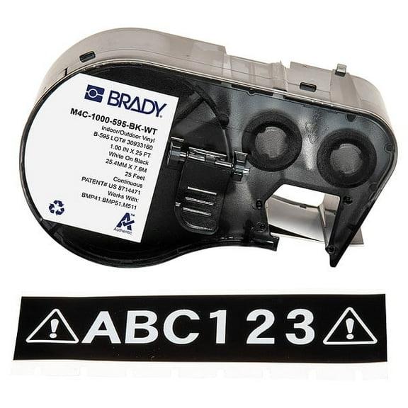 Brady Label/Ribbon Cartridge, Black, Gloss, 1 in W M4C-1000-595-BK-WT