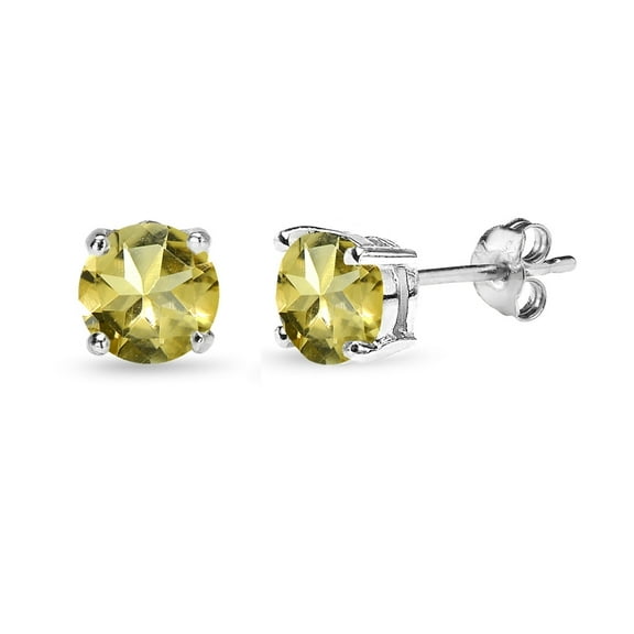 Citrine 6mm Round-Cut Solitaire Sterling Silver Stud Earrings
